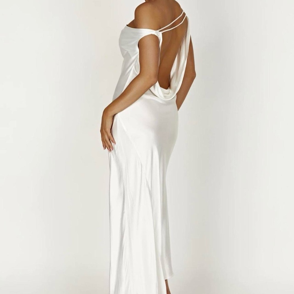 Yvette White Satin Dress Meshki